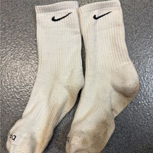 Men’s Nike White Crew Socks Size 8–12 – Well Worn Athletic Socks – Lots of Miles